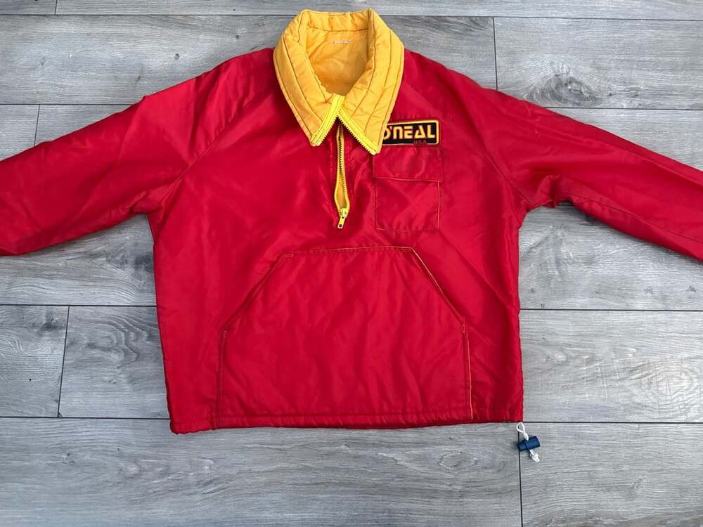 Vintage O'Neal USA Red and Yellow Quarter-Zip Pullover Jacket